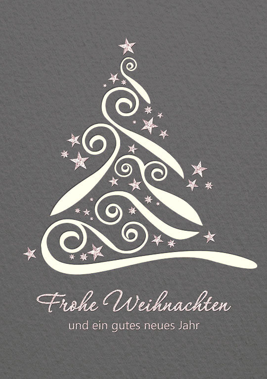 Weihnachtskarte in grau mit cremefarbenem Einleger zugunsten Deutsche Kinderkrebsstiftung