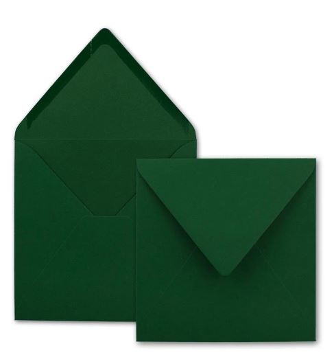 Briefumschlag 15,5 x 15,5 cm dunkelgrün, nassklebend, quadratisch ohne Fenster