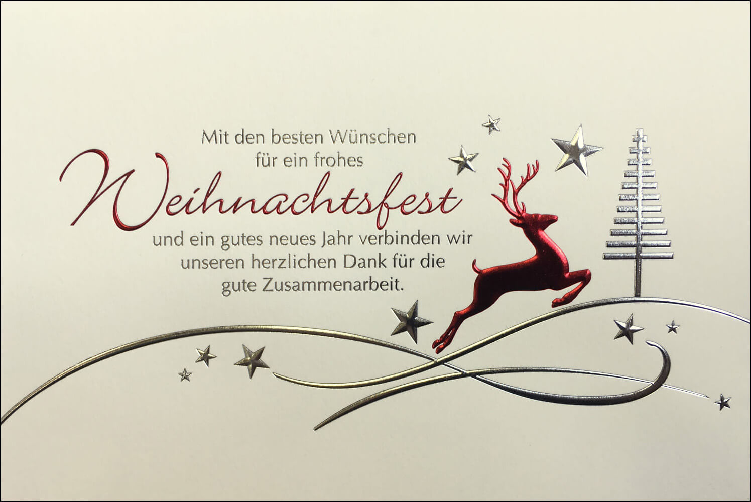 Cremefarbene Festtagskarte mit Dank für gute Zusammenarbeit