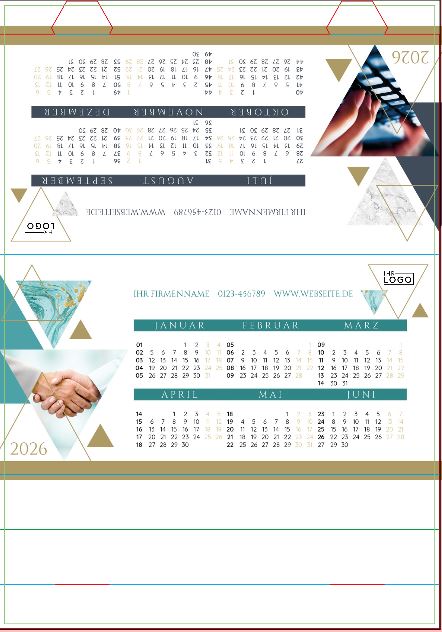 Mini-Tischkalender "Erfolgskurs" zum Aufstellen mit Logoeindruck und Spendenanteil: Misereor - Ihr Hilfswerk