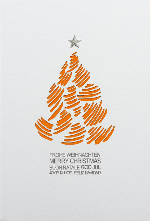 Weihnachtskarte cremefarben mit farbigem Einleger zur Auswahl