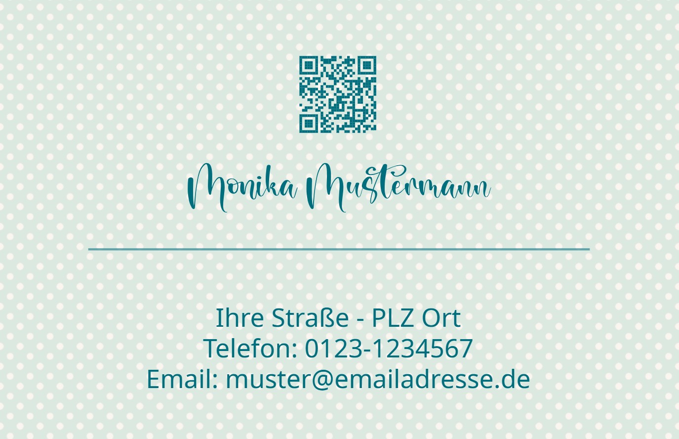 Pünktchen Hintergrund Individuell selbst zu gestaltende Visitenkarte mit vielen Schriften, Motiven und Hintergrundvorlagen oder eigene PDF Datei hochladen.