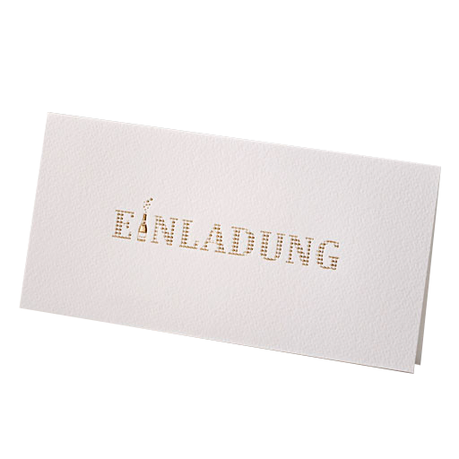 Einladungskarte mit goldenem Schriftzug inkl. Sektflasche