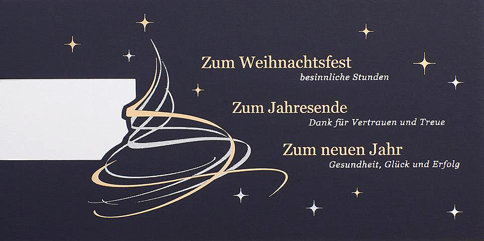 Weihnachtskarte blau Logokarte mit Dank für Vertrauen und Treue