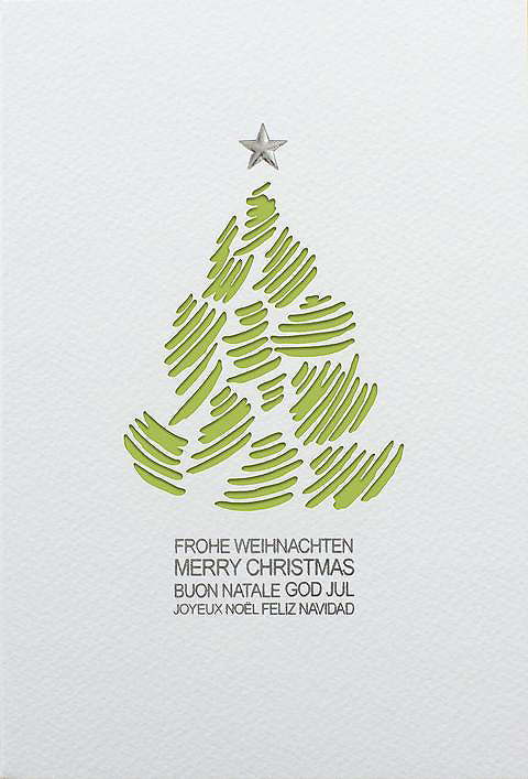 Weihnachtskarte cremefarben mit farbigem Einleger zur Auswahl