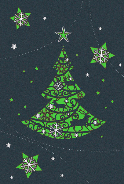 Weihnachtskarte mit filigraner Laserstanzung - Einlegeblatt grün
