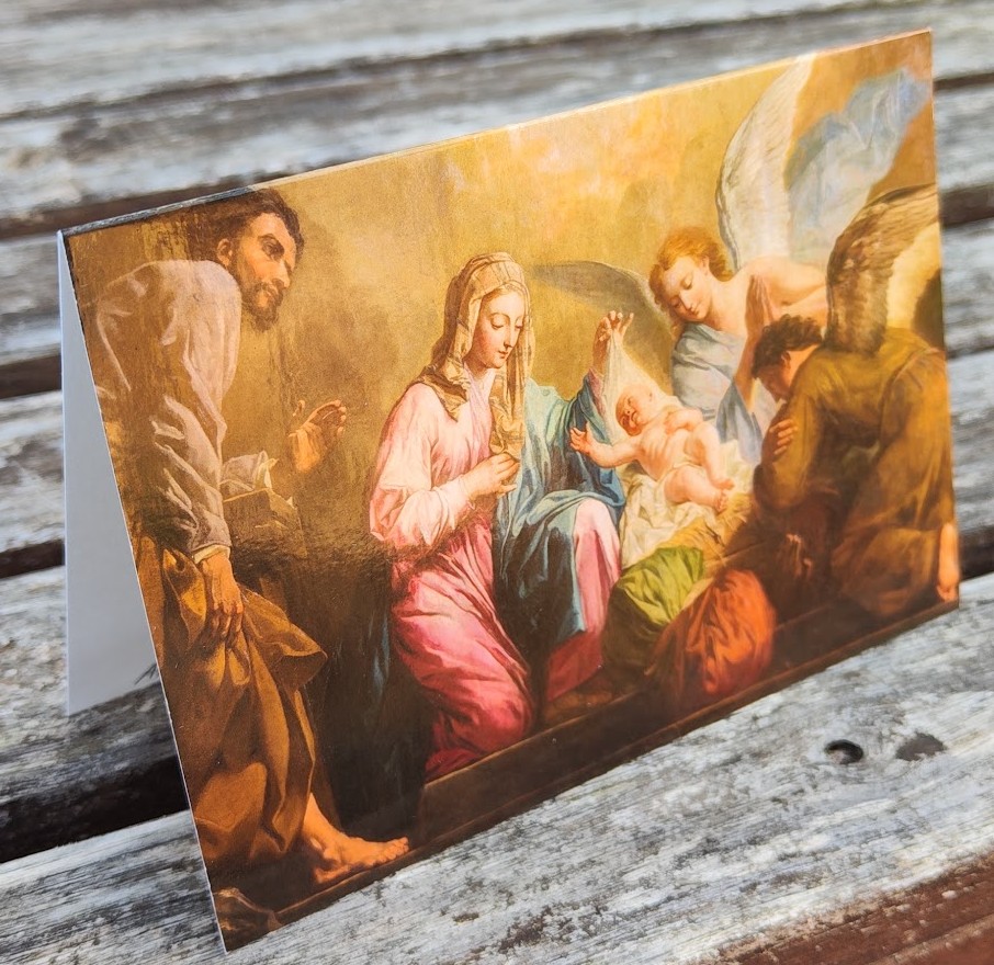 Sakrale Kunst-Weihnachtskarte "Geburt Christi" von Giovanni Antonio Pellegrini.