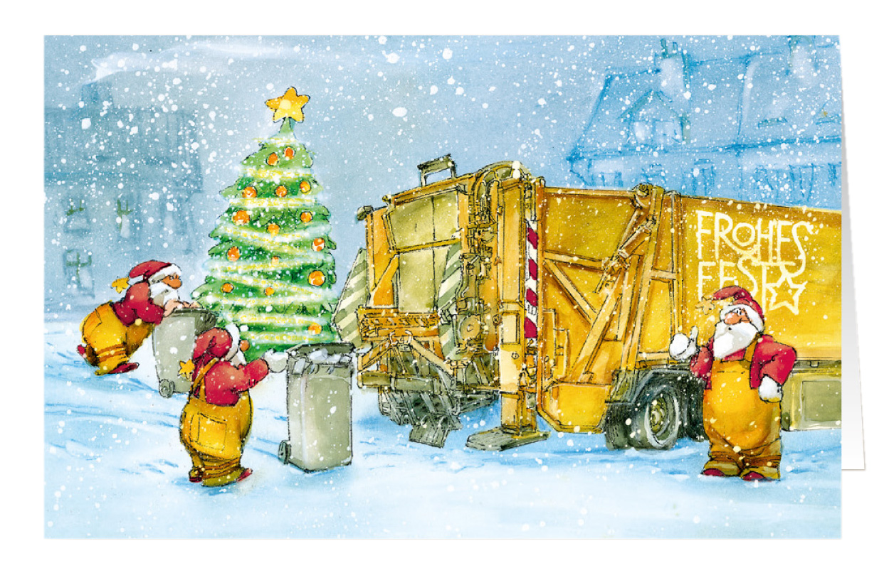 Weihnachtskarte Branchenkarte Müllabfuhr Entsorgung Frohes Fest