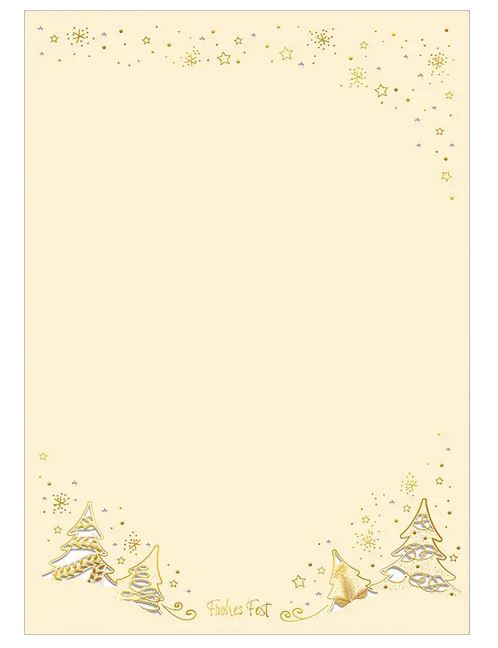Kunstvolles, weihnachtliches Laser-Art-Briefpapier in creme mit "Frohes Fest", Sternen und Weihnachtsbäumen, DIN A4