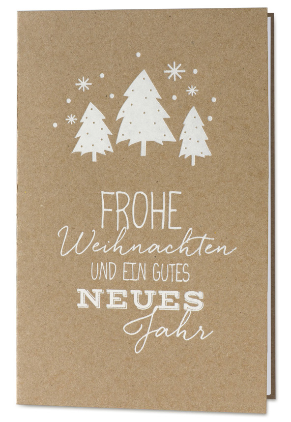 Weihnachtskarte braun Kraftkarton Frohe Weihnachten und ein gutes neues Jahr