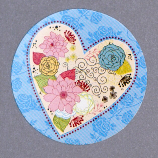 Hochzeitskarte ba722054 Herz-Formstanzung retro Blumenmotive