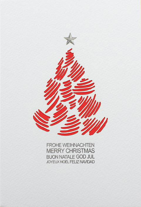 Weihnachtskarte cremefarben mit farbigem Einleger zur Auswahl
