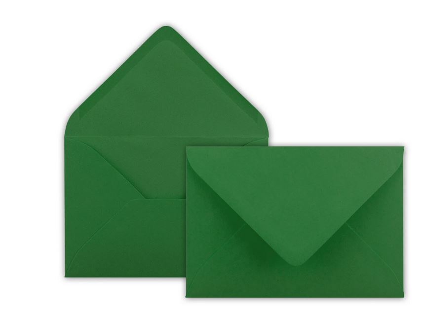 Briefumschlag DIN B6, 17,6 x 12,5 cm in dunkelgrün, Nassklebung