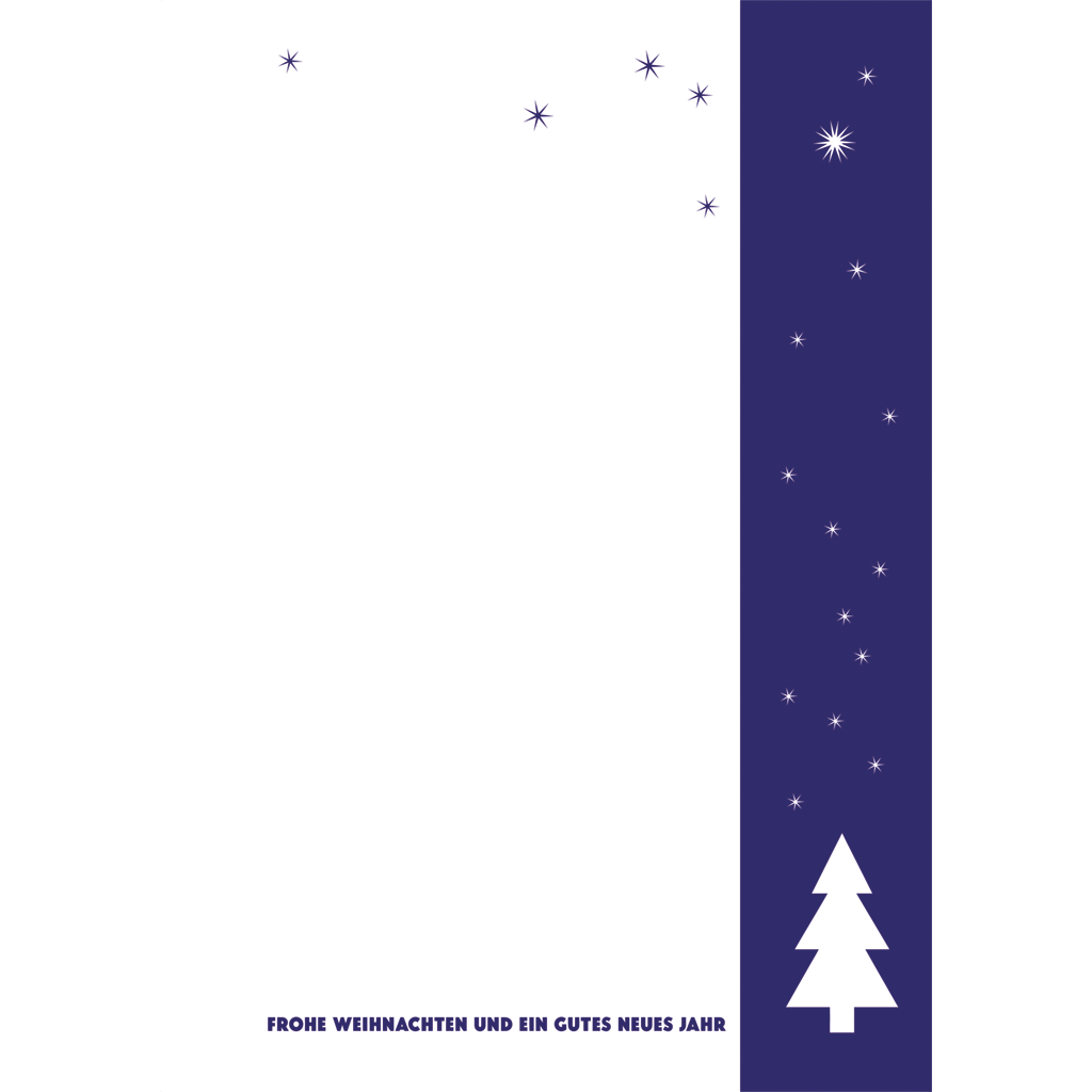 Weihnachts Briefpapier mit blauem Rand Sternen und Weihnachtsbaum – Weihnachten – Weihnachtsbriefpapier Motivbriefbögen – Alle Karten