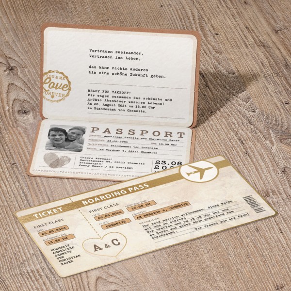 Originelle Hochzeitskarte als Wedding-Passport mit ...