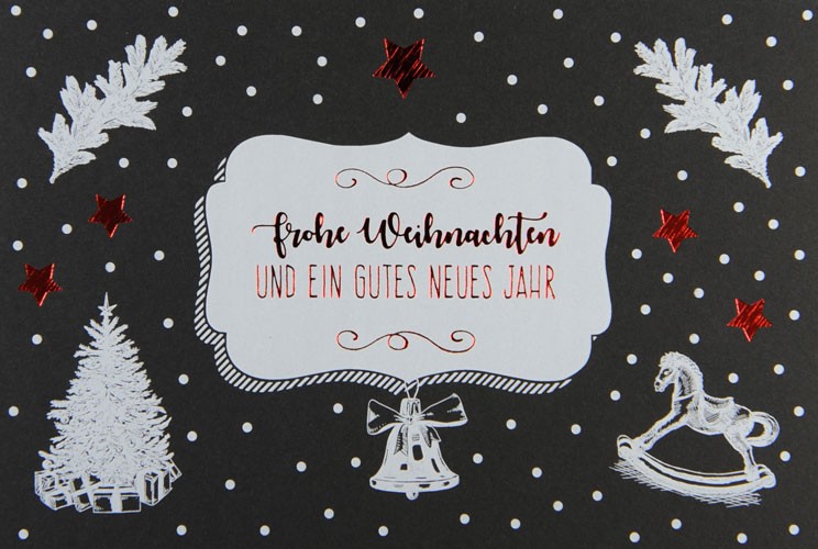 Schwarze Weihnachtskarte Mit Weihnachtlichen Motiven Frohe Weihnachten Und Ein Gutes Neues Jahr Weihnachten Weihnachtskarten Nach Farben Sortiert Schwarze Weihnachtskarten Alle Karten De