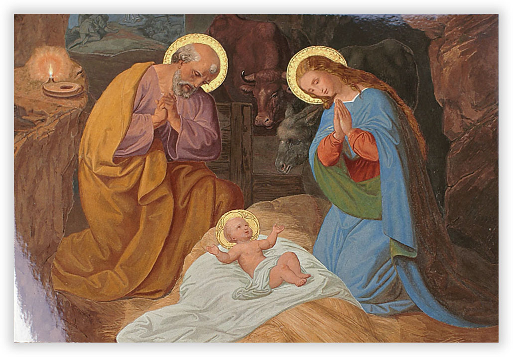 Bibelische Weihnachtskarte &lsquo;Geburt Christi&rsquo; von August Wörndle