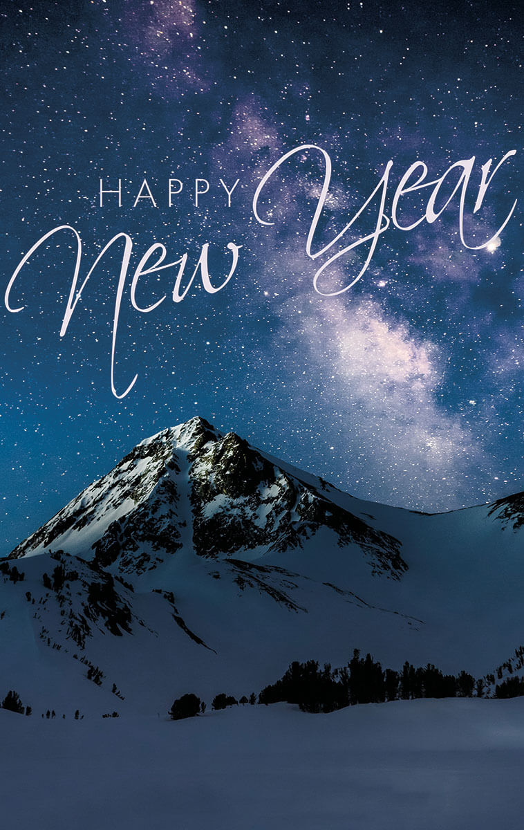Neujahrskarte &amp;quot;New Sky&amp;quot; mit beeindruckender Bergkulisse und ...