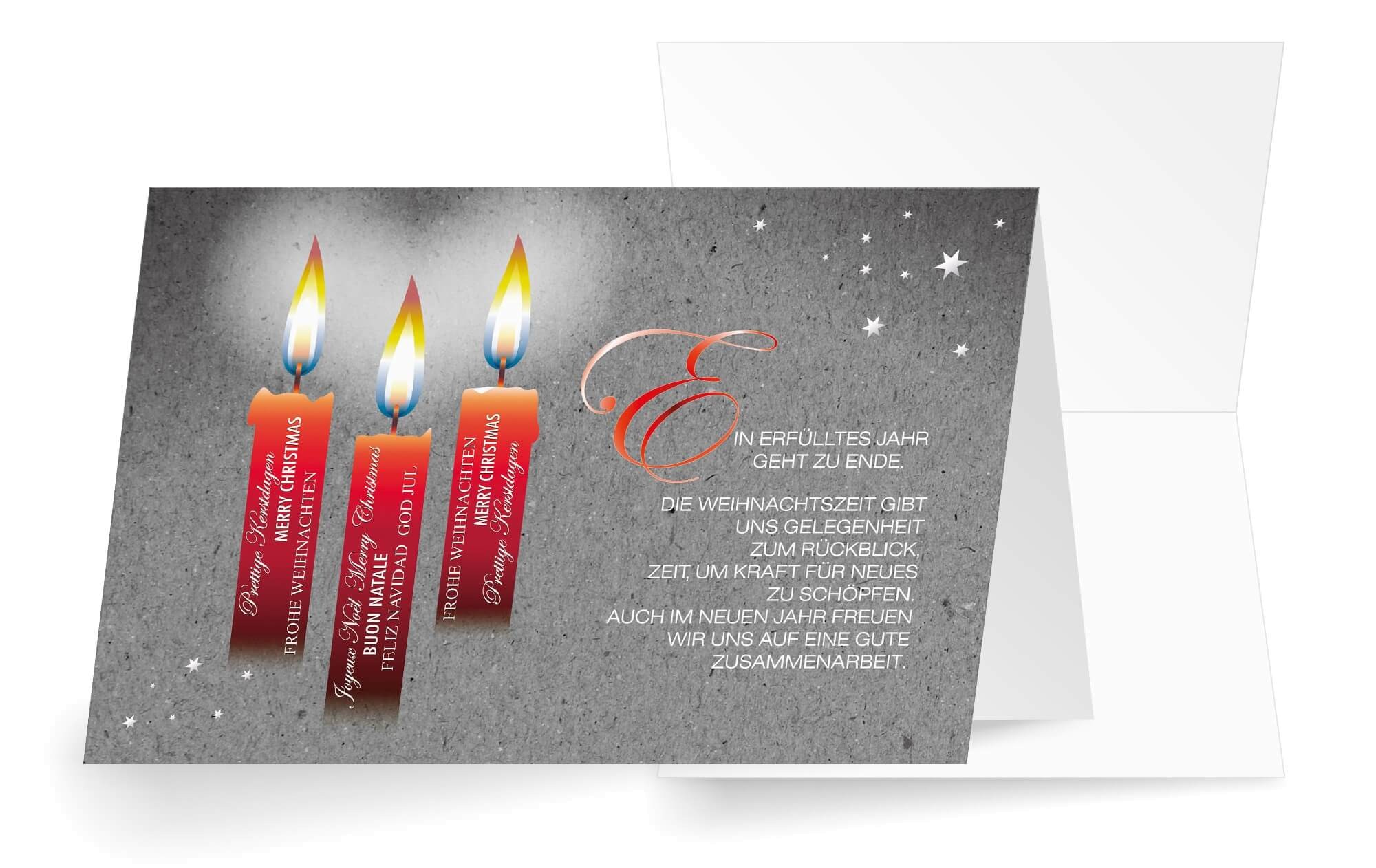 Weihnachtskarten Firmen Grußkarten Weihnachten Kraftpapier Lichterkette Girlande 