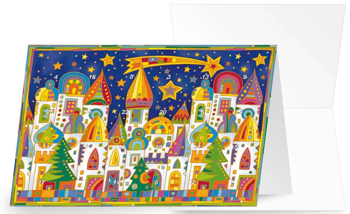 10 Weihnachtskarten Adventskalender hochwertige Grußkarten Karte Hülle 220-5291 