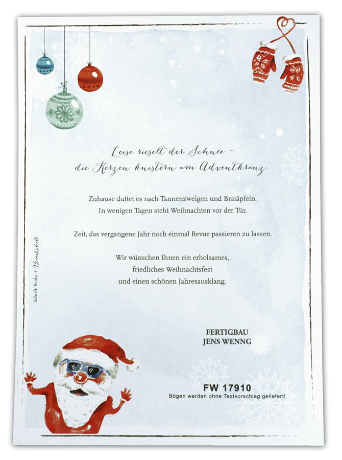 Weihnachtsbriefbogen Mit Weihnachtsmann Baumkugeln Und Handschuhe